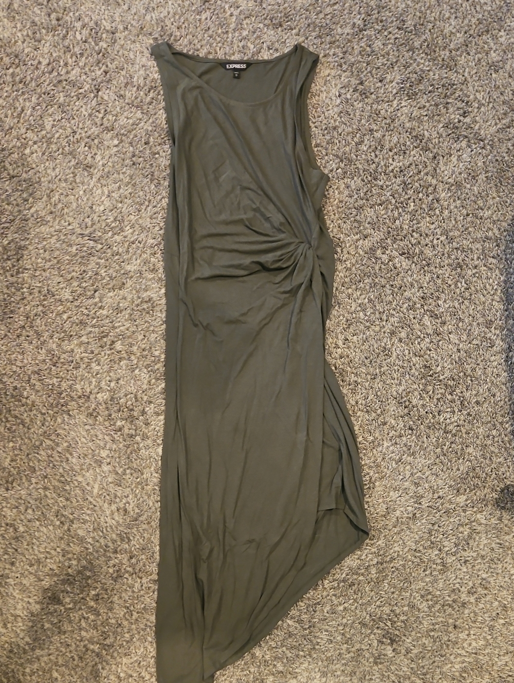 Express Olive Twist-Side Sleeveless Maxi Dress